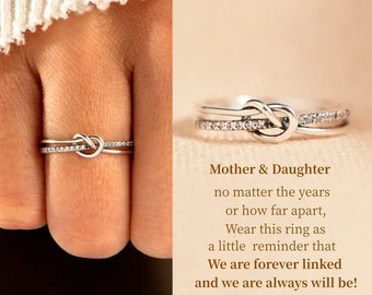 Mother Daughter Ring - Self Reminder Gift - Love Knot Ring - Gift For Daughter-Gift For Mum -Mother's Ring -Graduation Gift - Christmas Gift