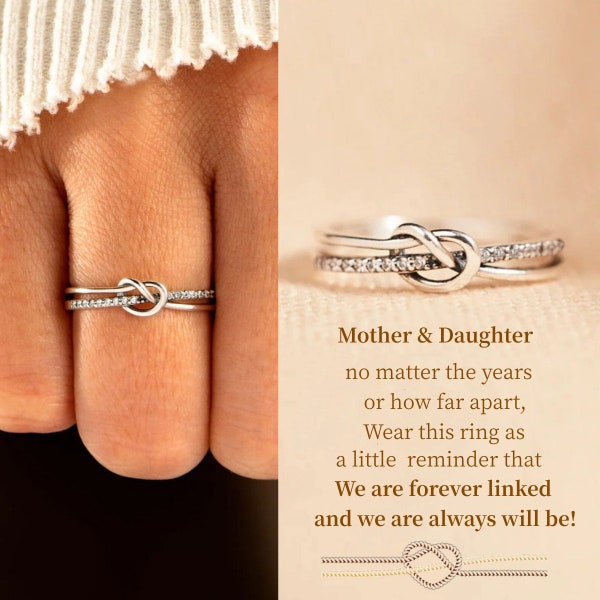 Moeder Dochter Ring - Zelfherinnering Cadeau - Liefdesknoop Ring - Cadeau voor dochter-cadeau voor mama - Moederring - Afstudeercadeau - Kerstcadeau