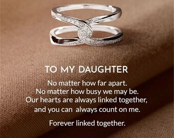 To My Daughter Infinity Cross Ring - Mother Daughter Forever Linked Together - Birthday Gifts For Her - Gifts For Mom -Unique Gifts From Mum