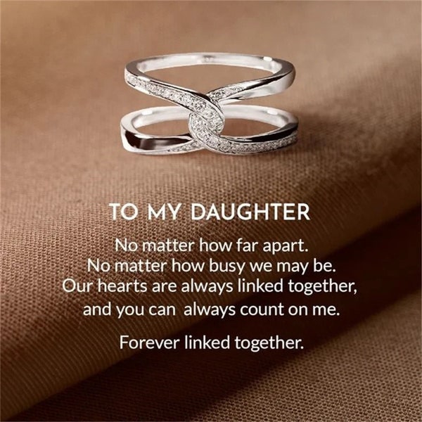 To My Daughter Infinity Cross Ring - Mother Daughter Forever Linked Together - Birthday Gifts For Her - Gifts For Mom -Unique Gifts From Mum