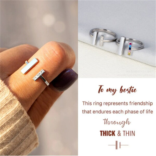 To My Besties Thick And Thin Ring - Bridesmaid Gift - Best Friend Gifts - Birthday Gifts For Her -Friendship Ring -Girl Gang Minimalist Ring