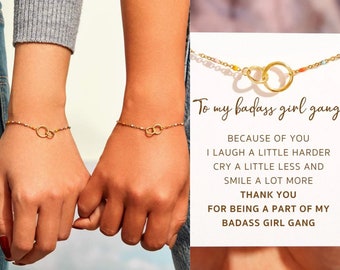 Gift For Badass Girl Gang-Interlocking Circle Bracelet -Birthday Gifts For Her-Bridesmaid Gift - Best Friend Gifts - Friendship Bracelets