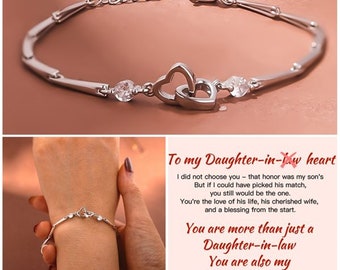 To My Daughter-in-Law Bracelet - Love Heart Infinity Bracelets - Unique Gifts For Her - Wedding gift for Bride - Birthday Gift From Mom