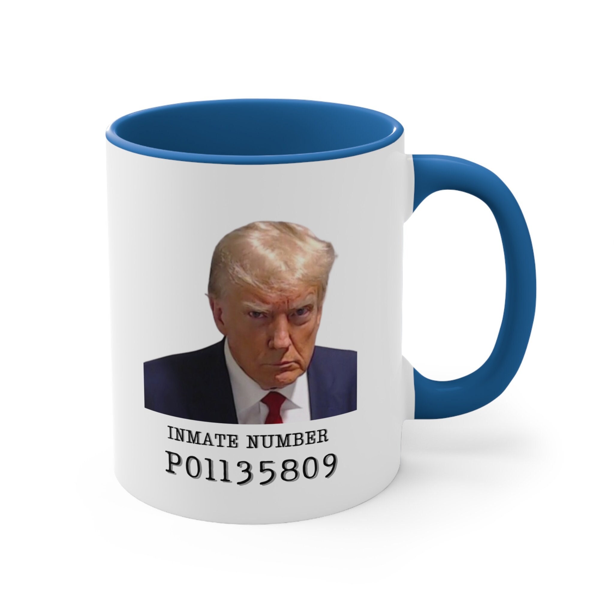 Trump Mugshot - 11 Ounce Coffee Mug - Trump 2023 Jail Mugshot - Coffee Cup  (WHITE)