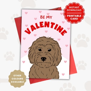 Groodle/Goldendoodle Karte zum Valentinstag für Frau/Mann/Freundin/Partner/Freundin - Braun | Valentinstag Karte Geschenk DIY