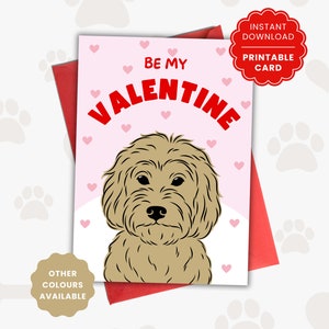 Carte imprimable Groodle/Goldendoodle de la Saint-Valentin pour femme/mari/petite amie/petit ami/partenaire - Or | Carte cadeau Saint-Valentin DIY
