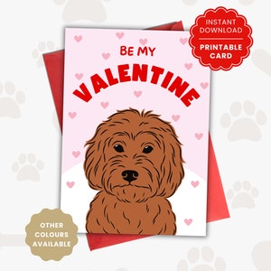Carte imprimable Groodle/Goldendoodle de la Saint-Valentin pour femme/mari/petite amie/petit ami/partenaire - rouge | Carte cadeau Saint-Valentin DIY