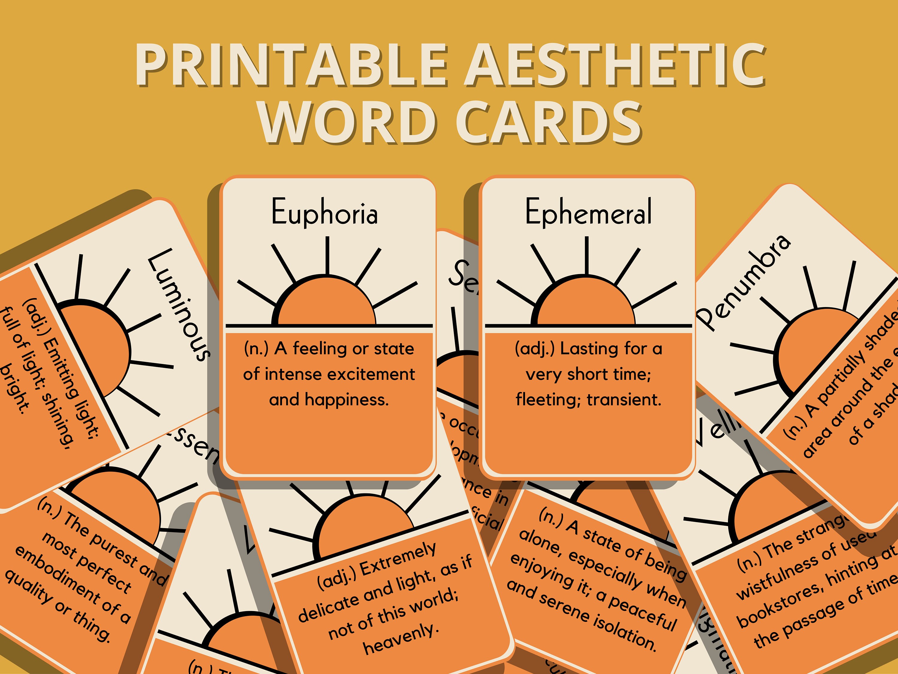 18 Printable Aesthetic Word Cards Journal Word Flashcards Dictionary ...