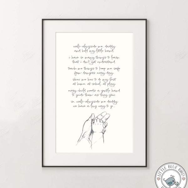 Personalised Baby Poem For Fathers | Custom Family Text Print | Gift For Daddy | First Time Dad | New Parents | Typography Art | Hand Print