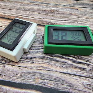Magnetic hydrometer, enclosure temperature humidity meter, 3D printed holder, mini LED battery operated