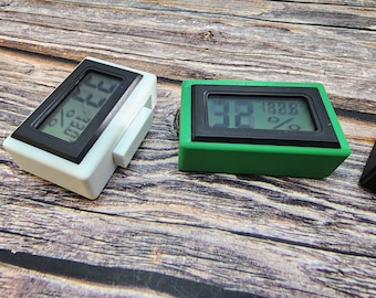 Magnetic hydrometer, enclosure temperature humidity meter, 3D printed holder, mini LED battery operated