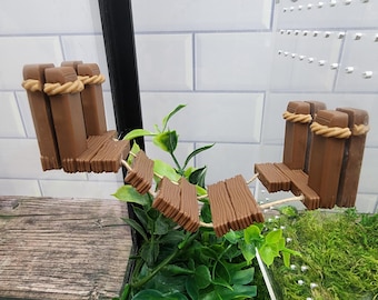 Träplanka hoppande spindel stockbro, cottagecore dekor, spindelrep, hoppspindeltillbehör, 3D-printade plankor, neodymmagnetisk