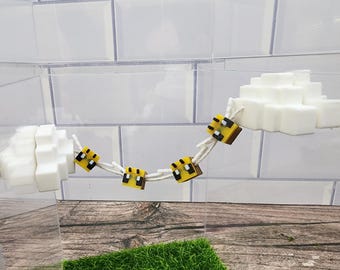 Puente de araña saltarina con abeja pixelada y nube, cuerda de araña para gamers, accesorios de araña saltarina, impreso en 3D, puente magnético de neodimio