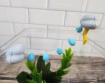 Puente de arañas saltarinas con nubes de lluvia de tormenta, decoración cottagecore, cuerda de araña relámpago, accesorios de arañas saltarinas, impreso en 3D, puente magnético