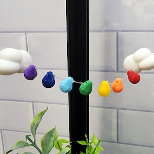 Rainbow cloud jumping spider bridge, cottagecore decor, raindrop rope, Jumping spider accessories, 3D printed, neodymium magnetic bridge