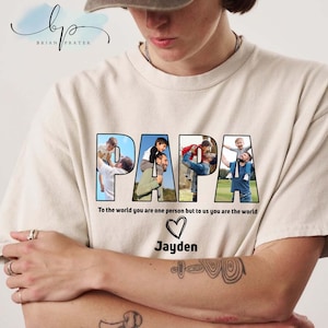 Camiseta personalizada con nombre y foto para el Día del Padre, regalo para el Día del Padre con fotos, regalo para papá, camiseta del mejor papá del mundo, nombre personalizado para papá.