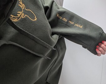 Sudadera con capucha y ciervo bordado - Jersey Terrasen Señor del Norte - Sudadera minimalista de estilo literario - Merchandising de fantasía/romanticismo