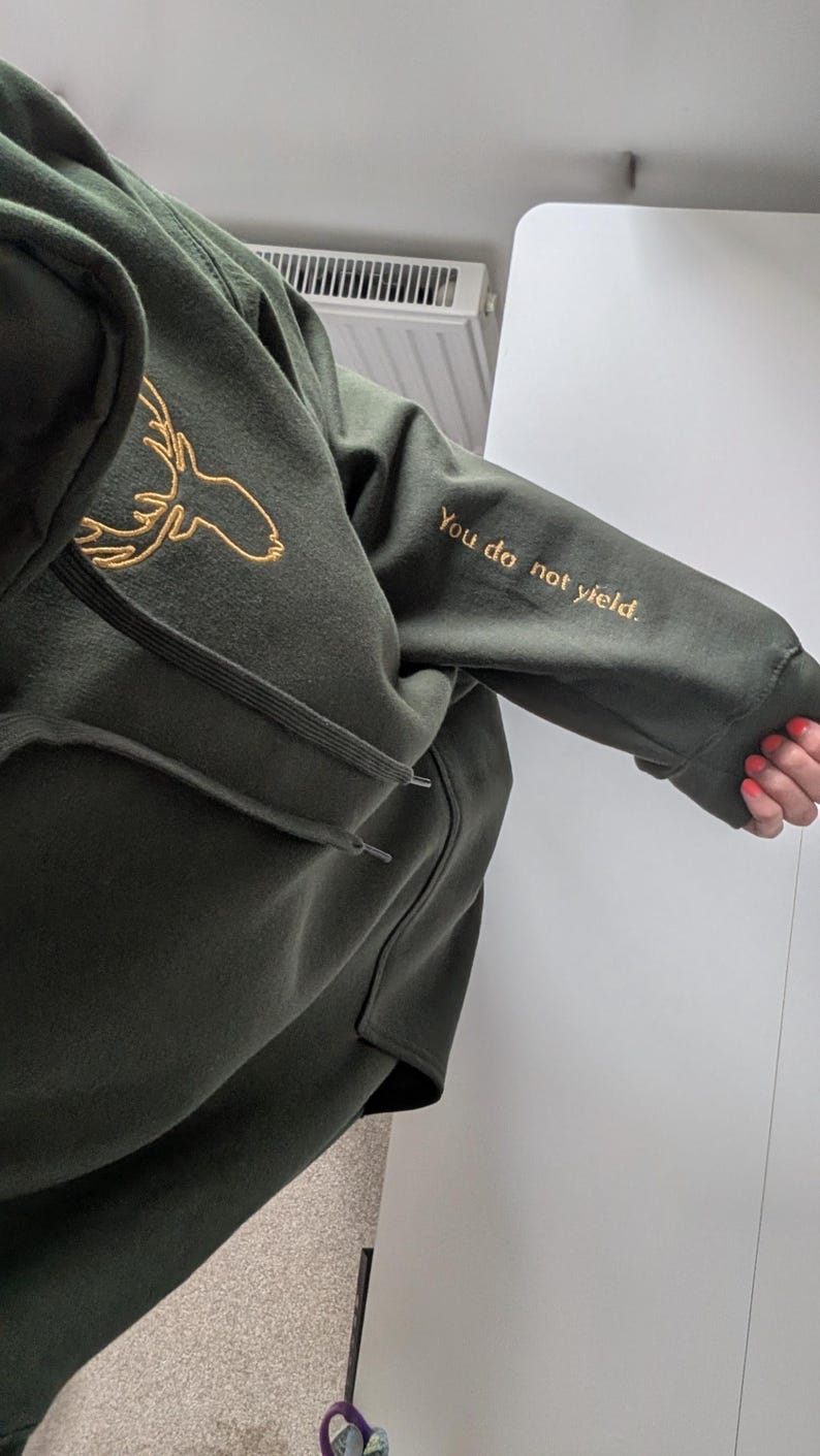 Embroidered Stag Hoodie - Terrasen Lord of the North Jumper - Minimalist Bookish sweatshirt - Fantasy/Romantasy merch image 1