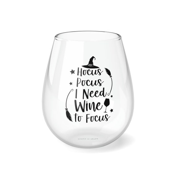 Hocus Pocus I Need Wine to Focus Stemless Wine Glass, 11.75oz 