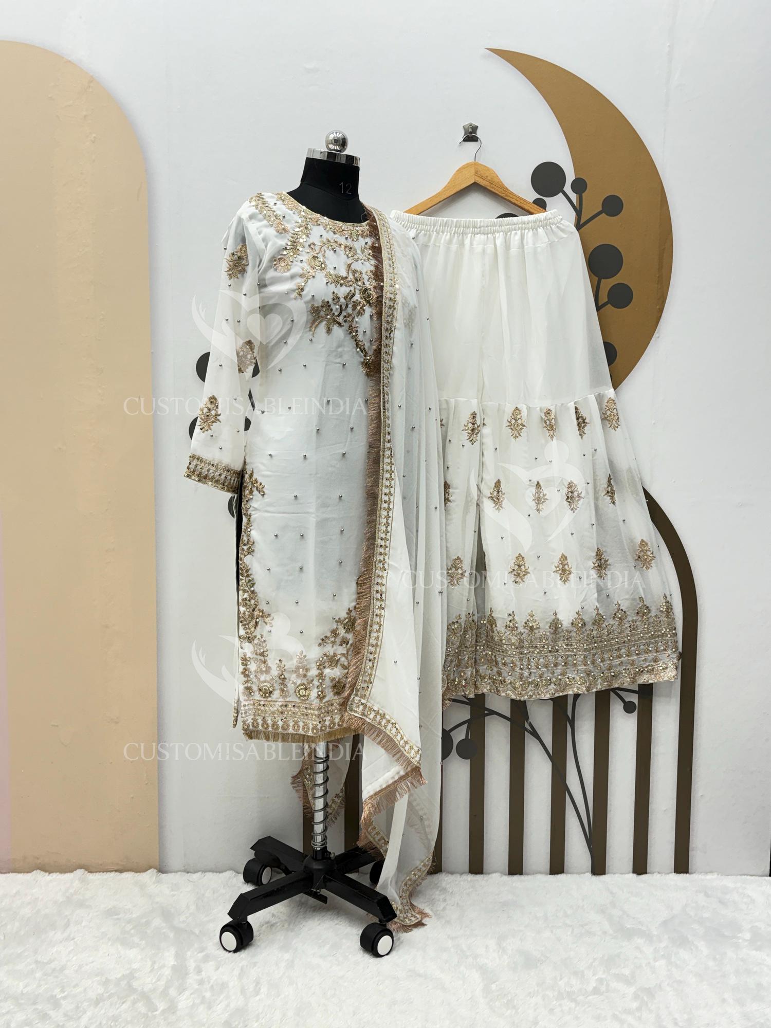 White and Gold Asian Outfit - Etsy