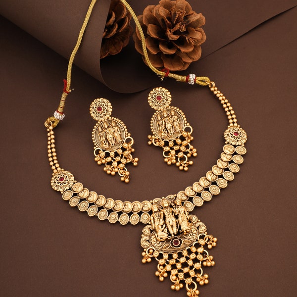 South Indian Jewellery Set /Temple Necklace Set /Choker Necklace / Choker Set/ Bollywood Jewelry/ Indian Jewelry