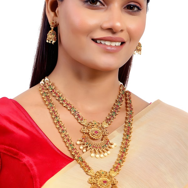 Ensemble de bijoux du sud de l'Inde/Ensemble de collier temple/Collier ras de cou/Ensemble ras de cou/Bijoux Bollywood/Bijoux indiens