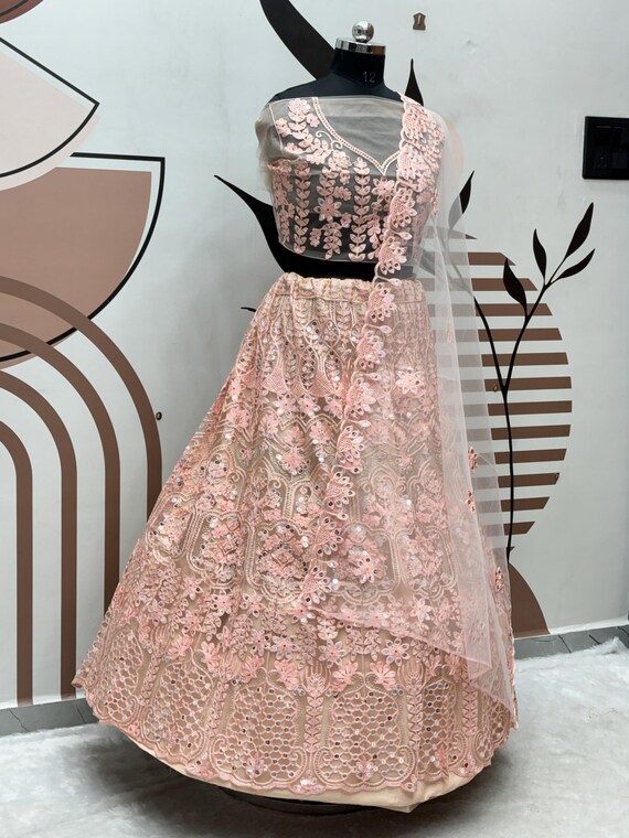 Pink Designer Soft Net With Heavy Work Ready Made Wedding Lehenga Choli with Blouse, Lehenga Choli Collections, Traditional Wear Lehenga