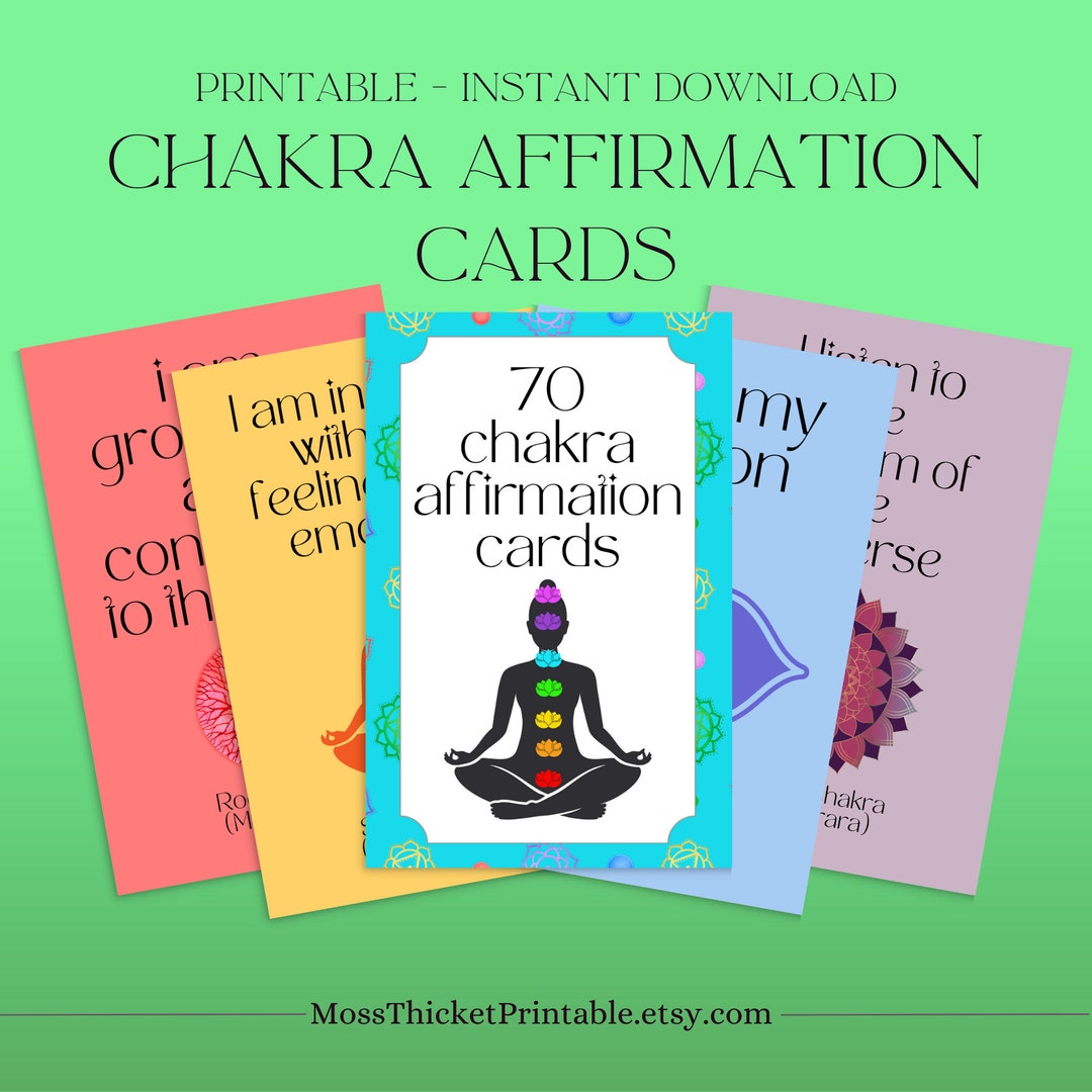 Chakra Affirmation Cards, Printable, Instant Download, 4x6, PNG, JPG ...