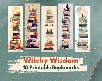 Witchcraft Lesezeichen, Hexerei, süße Illustrationen, Lesezeichen, Printable Lesezeichen, PNG und PDF, zum Herunterladen, Lesezeichen Bundle