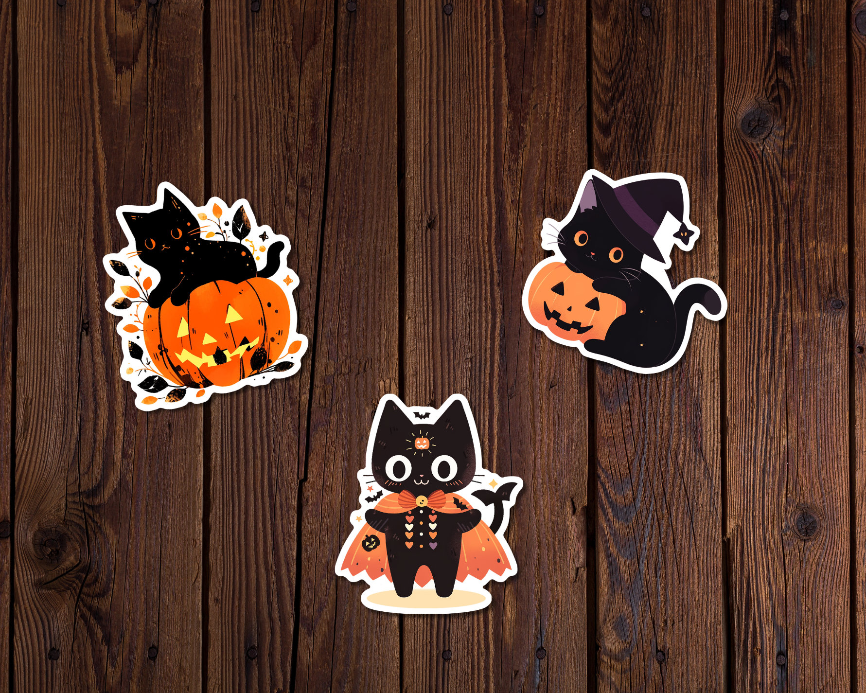 Halloween Clipart, Black Cat Clipart, Cute Black Cat Stickers, Sticker ...