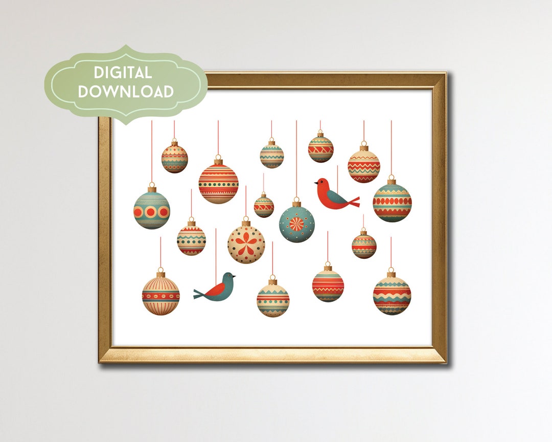Christmas Wall Art Christmas Ornaments Wall Art Digital Etsy
