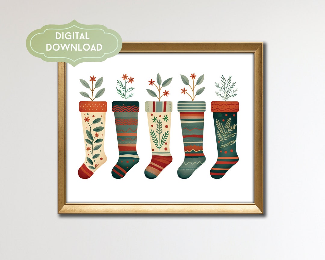 Christmas Wall Art, Christmas Stockings Wall Art, Digital Print