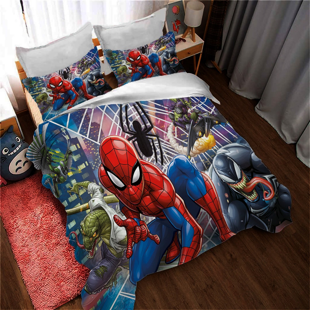 Spiderman Bedding Set Kids Duvet Covers Bedding Set Etsy