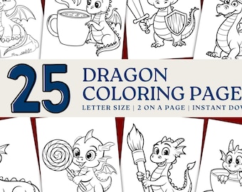 Dragon Coloring Pages,Mythology Coloring,Baby Dragon Coloring Sheets,Printable Coloring Pages for Kids,Cute Coloring Book,Color Dragons