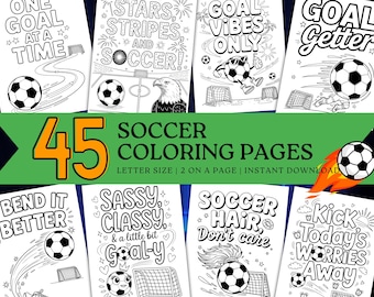 Soccer Coloring Pages,Soccer Party Favor,Printable Sports Coloring Sheets for Kids & Adults,Soccer Birthday Party Activity,Instant Download