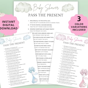 Pass the Gift Game, Baby Pass the Prize Game, Baby Pass the Gift Game, Baby Shower Activity, Printable Baby Shower Game, Pass the Gift Poem