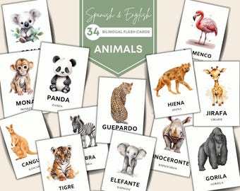 Flash Cards for Kids Toddler Busy Book Montessori Animals Busy Book Spanish Learning Spanish Flash Cards Spanish Printable Cards Childcare