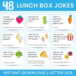 Lunch box Jokes Printable LunchBox Notes Jokes Gifts for kids Lunchbox Cards School Jokes Kids Riddles Printable Lunch Box Notes