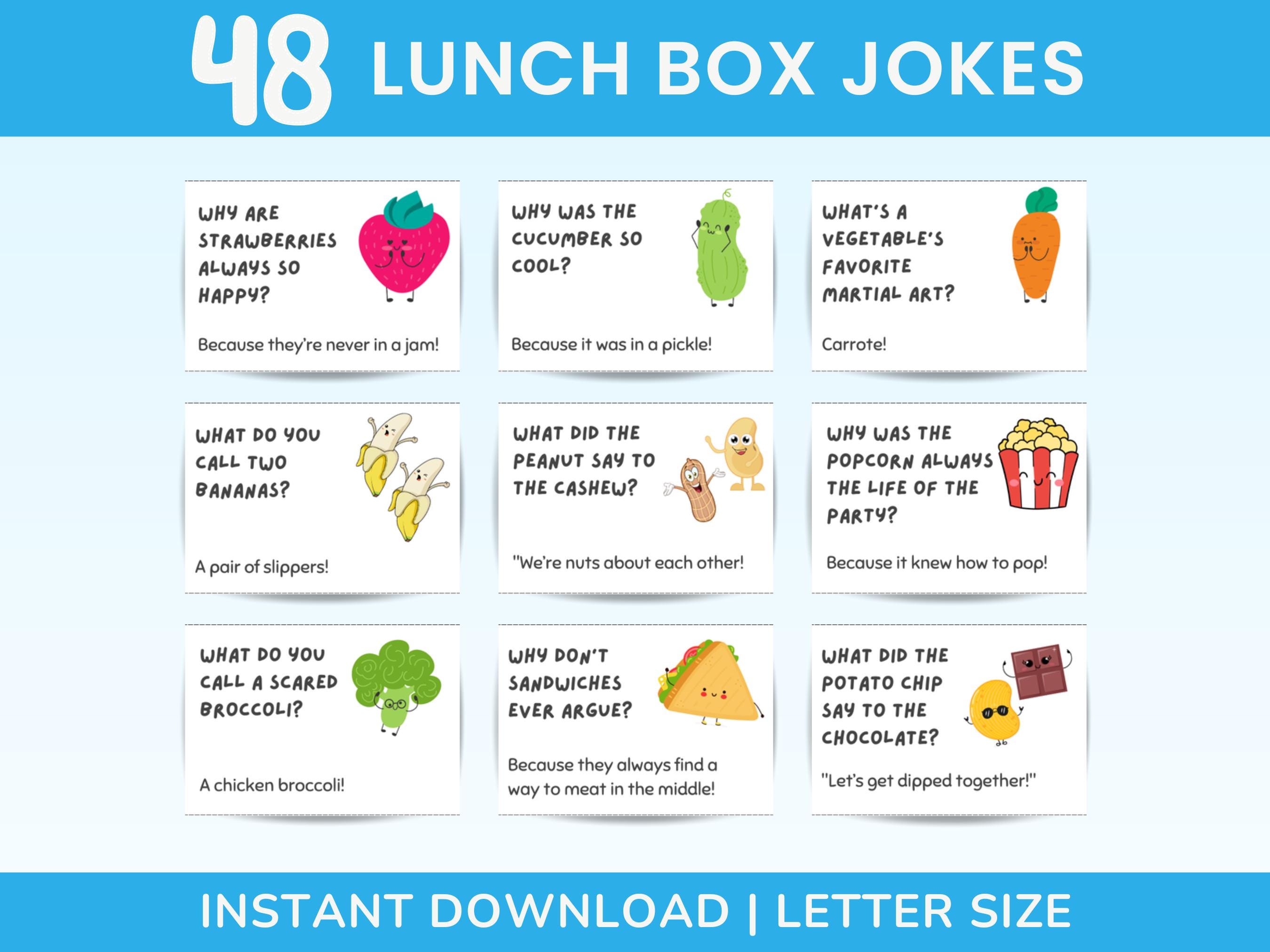 Lunch Box Jokes Printable Lunchbox Notes Jokes Gifts for Kids Lunchbox  Cards School Jokes Kids Riddles Printable Lunch Box Notes - Etsy