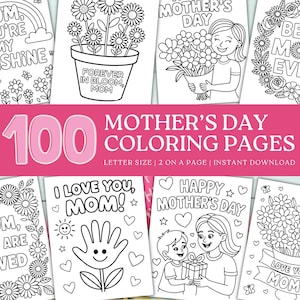 母の日のぬり絵、母の日のギフト、母の日の印刷物、シンプルなぬり絵、子供向けのぬり絵、ホームスクールのママのアクティビティ
