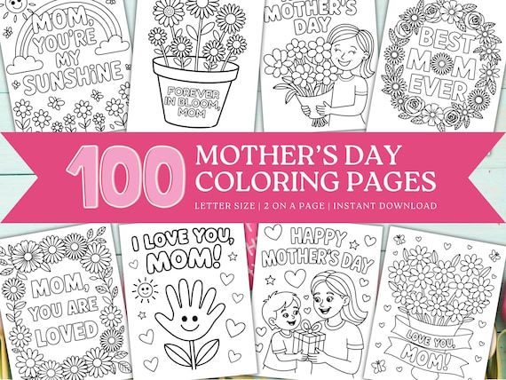 Mother's Day Coloring Pages, Mother's Day Gifts, Mother's Day Printable, Simple Coloring Page, Coloring for Kids, Homeschool Mama Activity
