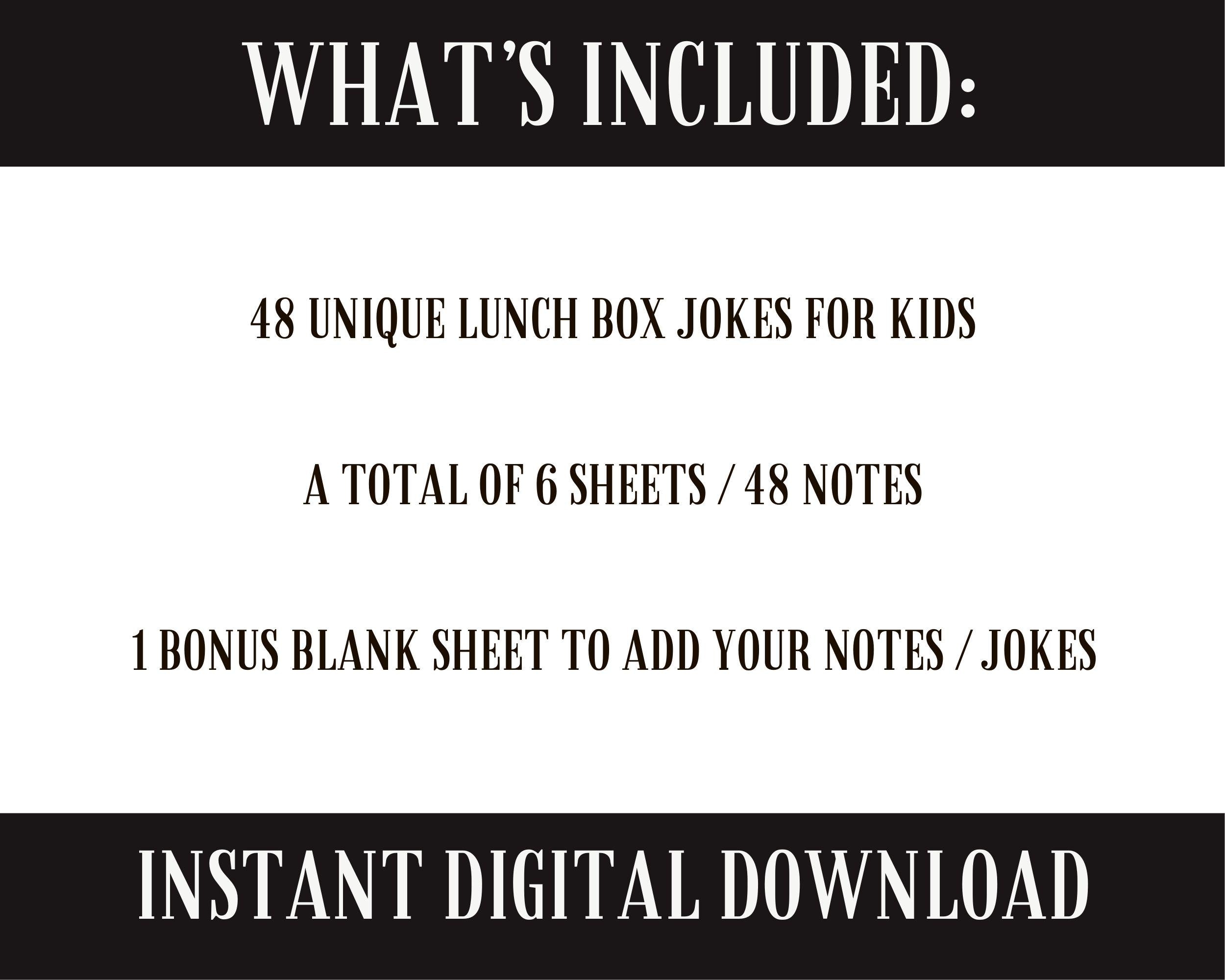 Lunch Box Jokes Printable Lunchbox Notes Jokes Gifts for Kids Lunchbox ...