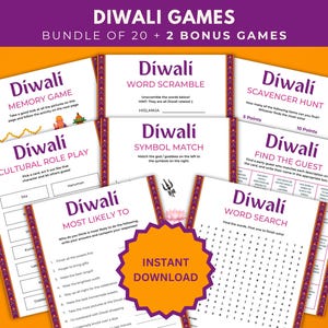 Diwali Games Bundle Diwali Party Games Printable Diwali Games for Kids, Teens & Adults Indian Games Diwali Activities Instant Download