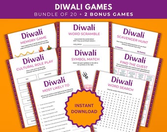 Diwali Games Bundle Diwali Party Games Printable Diwali Games for Kids, Teens & Adults Indian Games Diwali Activities Instant Download