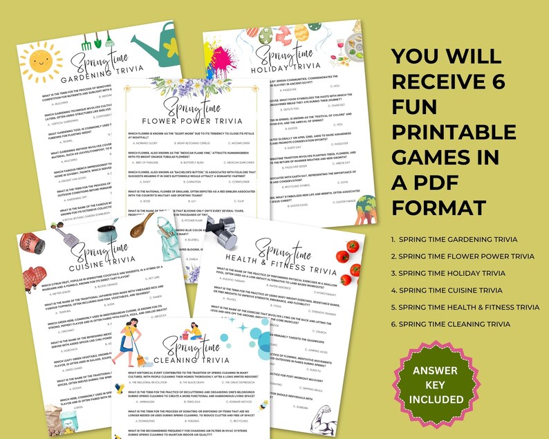 Spring Trivia Game Bundle Party Games All Ages Spring Break Activities ...