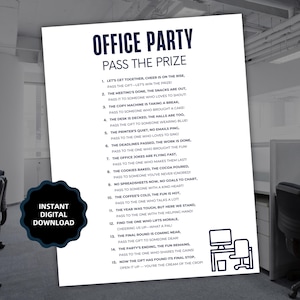Office Games, Team Building Games, Team Building Pass the Prize Game, Coworker Games, Happy Hour Office Party, Printable Team Building Game
