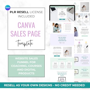 PLR Canva Sales Page. PLR Templates. Landing Page. Canva Website. Sales Funnel. Commercial Use. Resell Digital Products. MRR Bundle