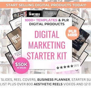 Kit de iniciação em marketing digital, pacote de produtos digitais PLR, pacote de rolos, produtos MRR PLR, guias de marketing, e-book, direitos de revenda