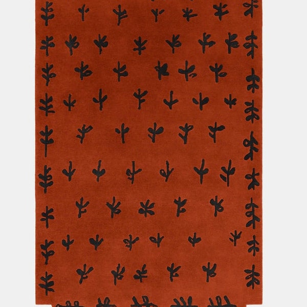 Hand tufted red  floral  new Zealand wool area for living room, bedroom, kids room,  large rugs