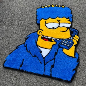 Blue Cartoon Character Rug – Fun Simpsons Inspired Rug for Living Room or Kids' Room, Vibrant Home Decor